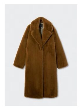 MANGO Oversized Faux Fur Coat – Rich Brown 🤎